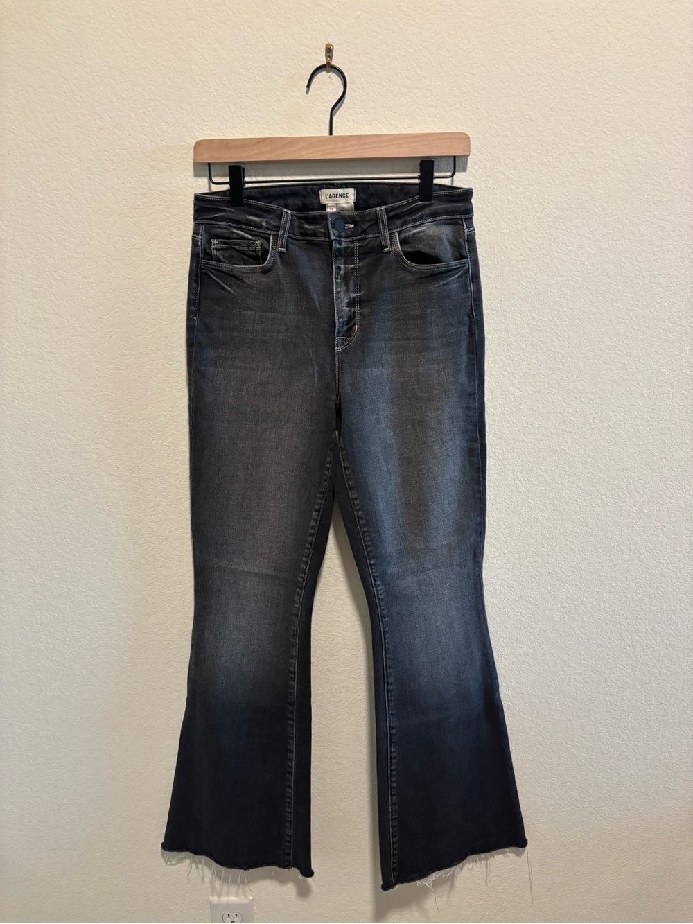 L'Agence Sera high-rise sneaker flare jeans in washed black